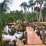 Custom Backyard pond dock, observation deck and bulkhead
