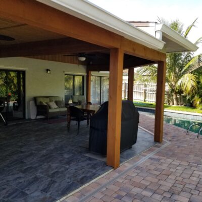 Custom Wood Ceiling, Lanai for Outdoor Porch and Pool Area