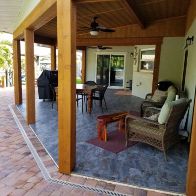 Custom Wood Ceiling, Lanai for Outdoor Porch and Pool Area