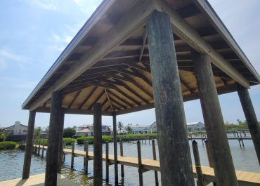 Oversized boat house roof and dock installation