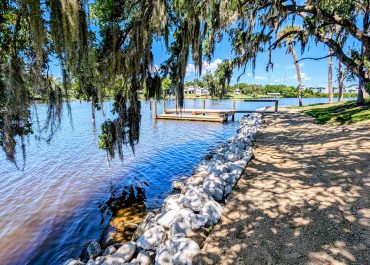 Coquina seawall repair on the Indian River in Titusville