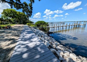 Coquina seawall repair on the Indian River in Titusville