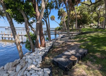 Coquina seawall repair on the Indian River in Titusville